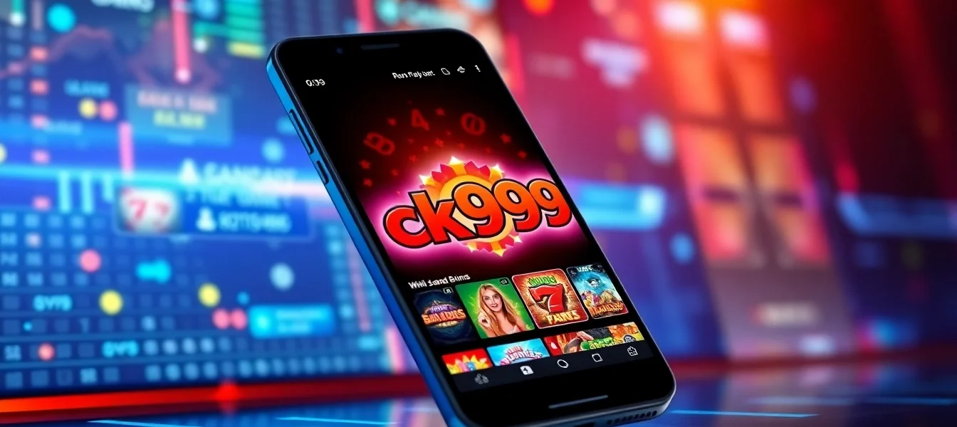 Interactive ck999 app on smartphone showcasing casino games and betting options, inviting users to join the fun seamlessly.