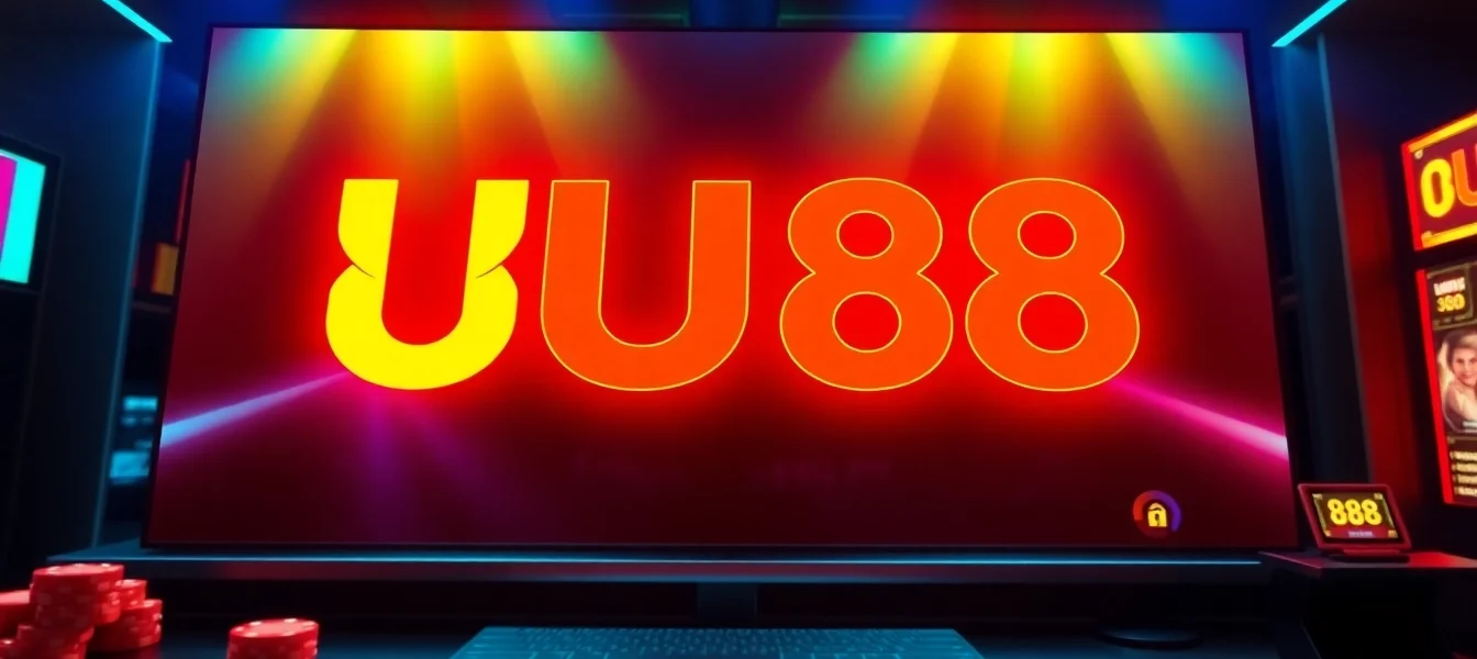 Visually appealing online casino platform with the UU88 logo, highlighting security and vibrant gaming options.