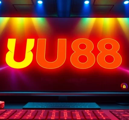 Visually appealing online casino platform with the UU88 logo, highlighting security and vibrant gaming options.