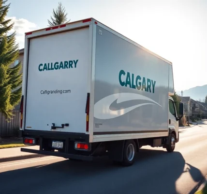Reliable Moving truck rental Calgary with professional movers loading in a Calgary neighborhood, ensuring stress-free relocation.