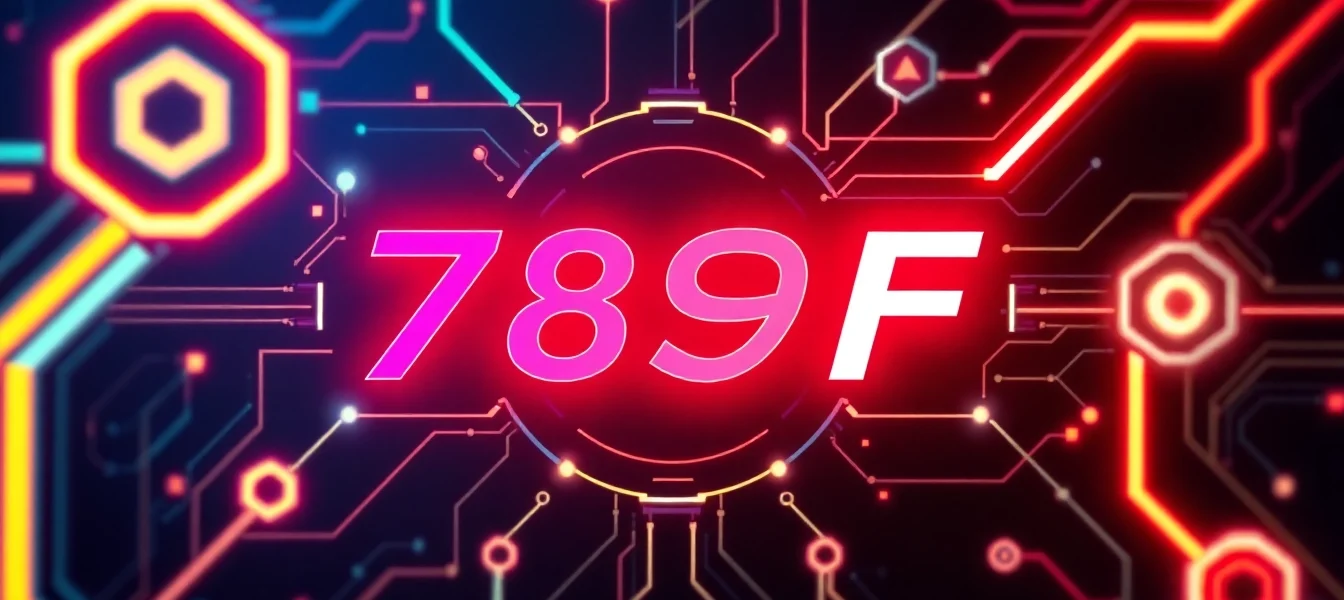 789F branding in a dynamic digital scene highlighting innovative gaming and technology features with vibrant neon lights.