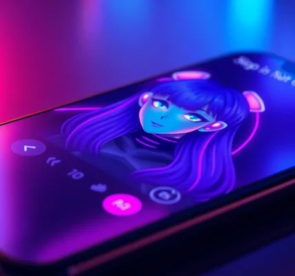Close-up of a smartphone displaying a hyper-realistic AI sexting app interface with a customizable anime character.