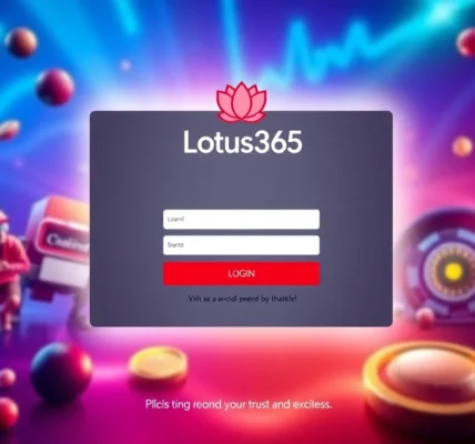 Secure Lotus365 ID login page illustration with sports and casino elements, emphasizing easy access and trustworthiness for online betting users.