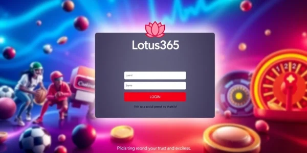 Secure Lotus365 ID login page illustration with sports and casino elements, emphasizing easy access and trustworthiness for online betting users.