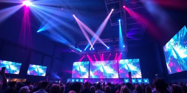 Medientechnik Köln: Professional event setup with high-quality audio, lighting, and video for successful events in Cologne.