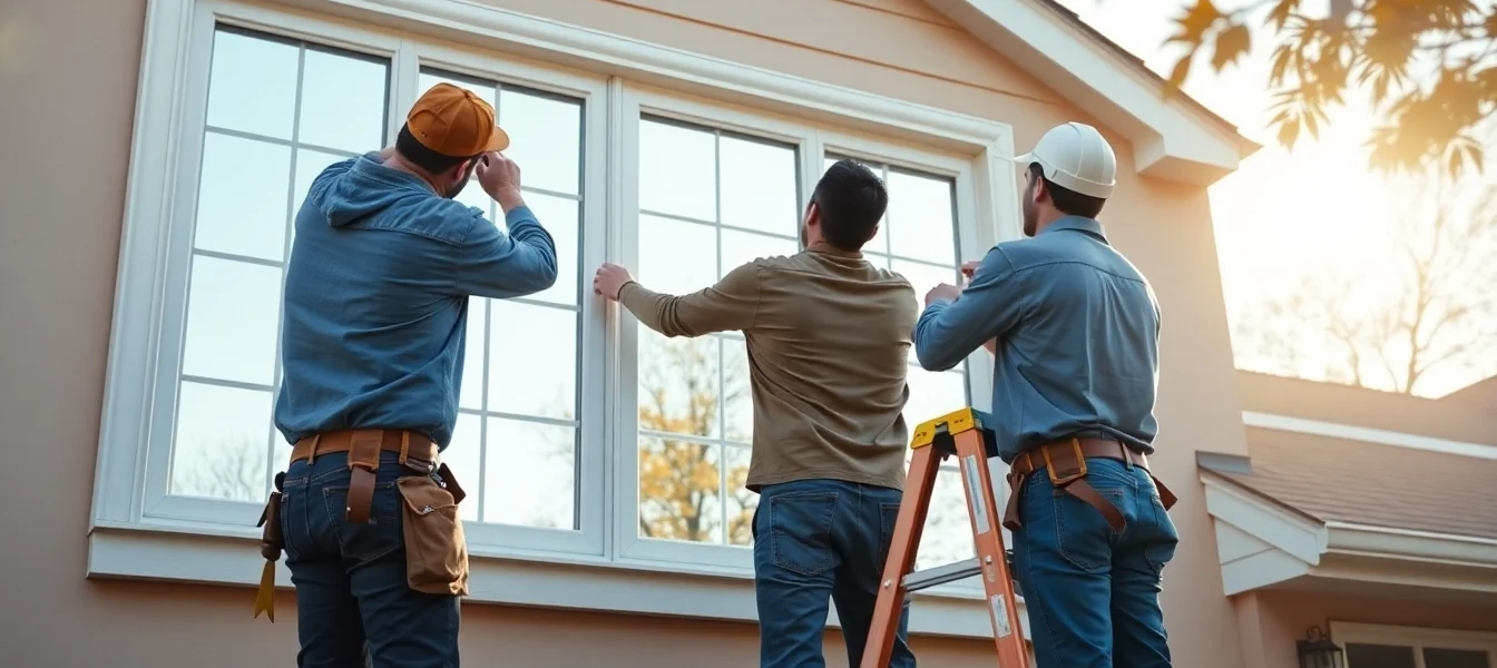 Efficient replacement window installers near me installing energy-efficient sash on sunny home