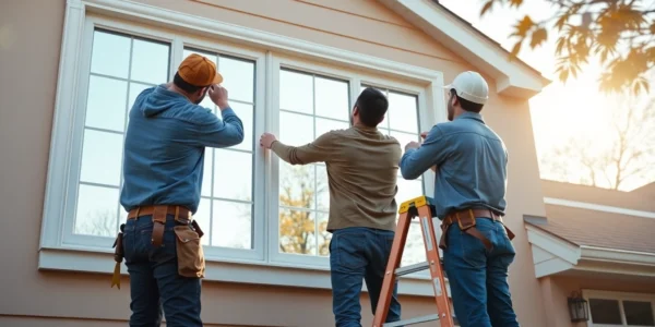 Efficient replacement window installers near me installing energy-efficient sash on sunny home