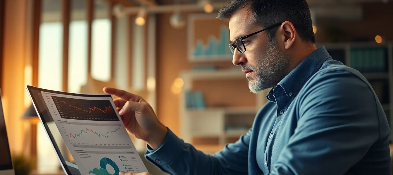 Expert Investment Insights clearly displayed on a tablet with financial graphs and a confident