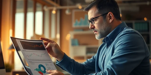 Expert Investment Insights clearly displayed on a tablet with financial graphs and a confident