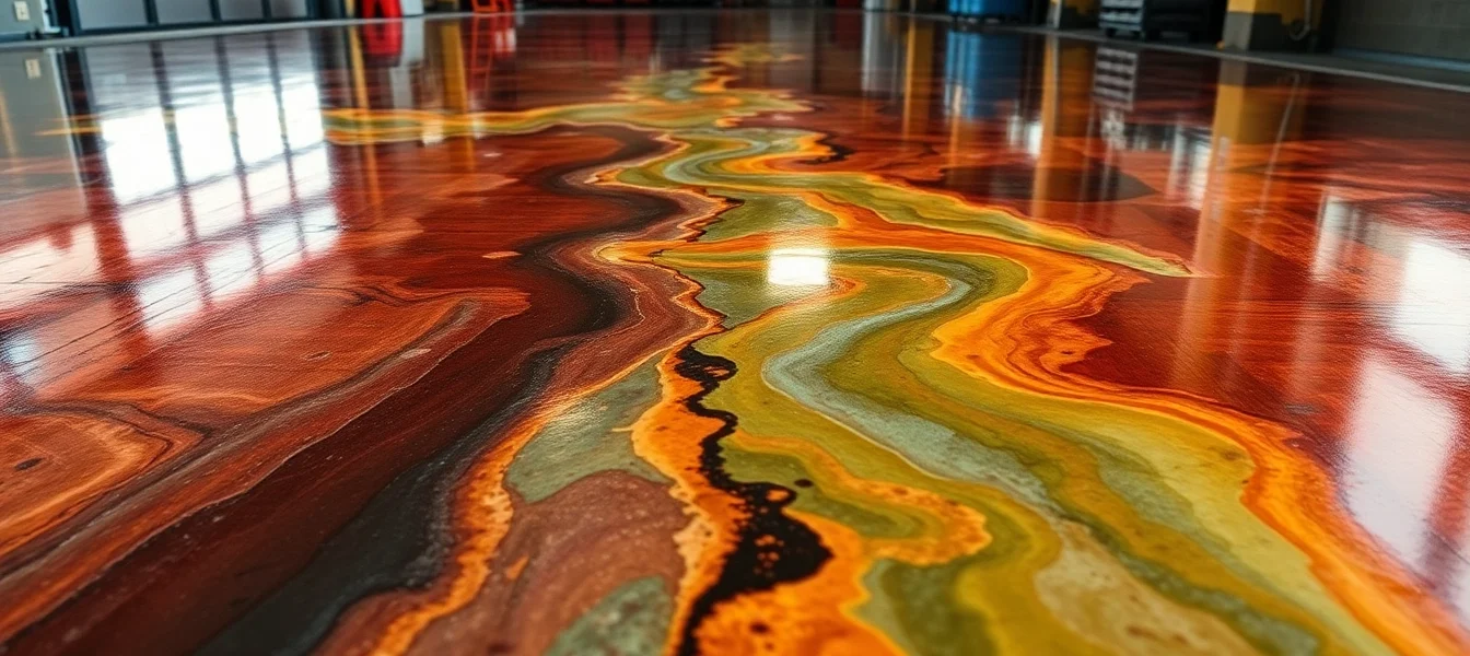 Professional epoxy resin floor application showing a smooth, durable surface in a contemporary