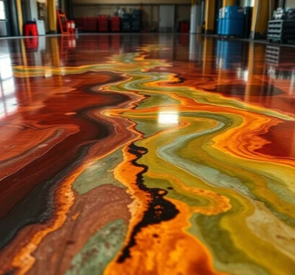 Professional epoxy resin floor application showing a smooth, durable surface in a contemporary