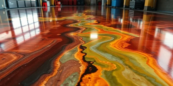 Professional epoxy resin floor application showing a smooth, durable surface in a contemporary