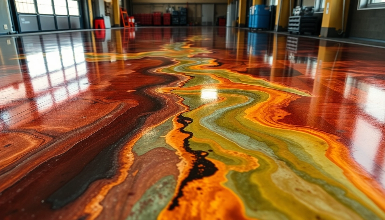 Professional epoxy resin floor application showing a smooth, durable surface in a contemporary
