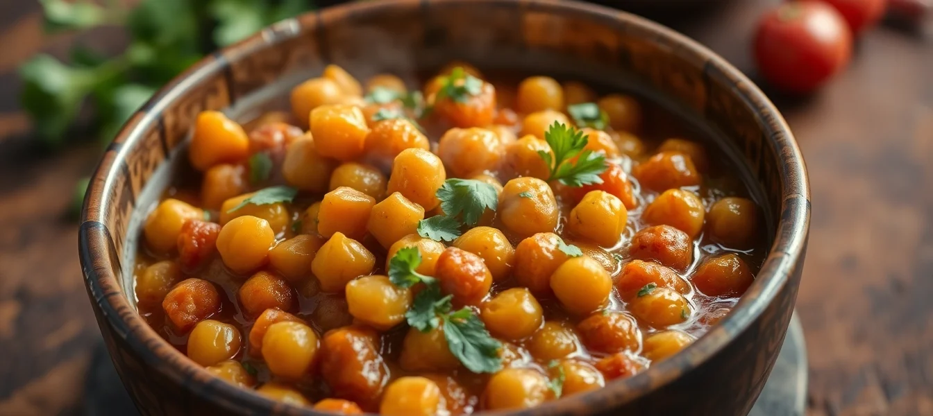 Ready to Eat Chana Masala served in a bowl with herbs, highlighting authentic flavor and freshness