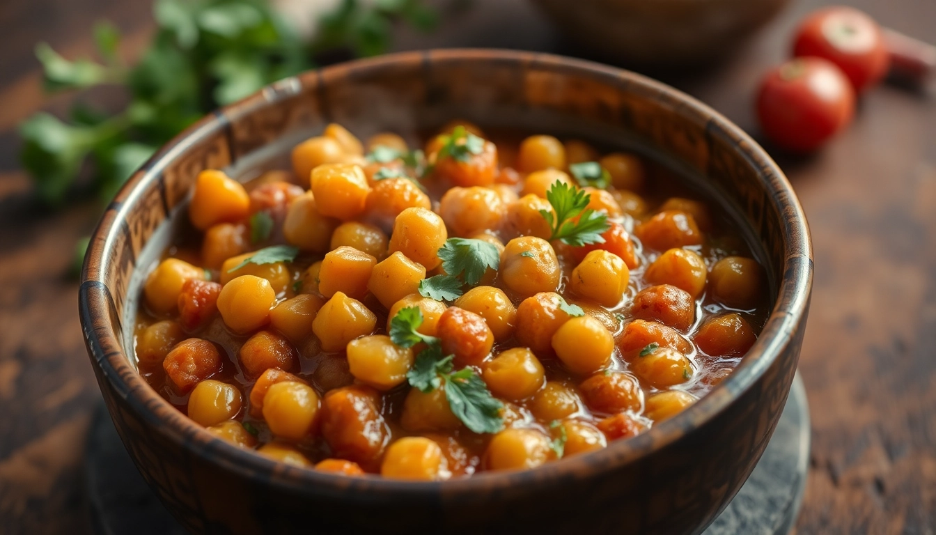 Ready to Eat Chana Masala served in a bowl with herbs, highlighting authentic flavor and freshness