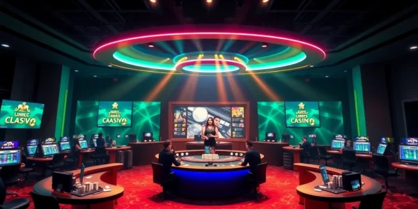 High-quality scene showcasing lively Canl casino siteleri with real dealers and immersive